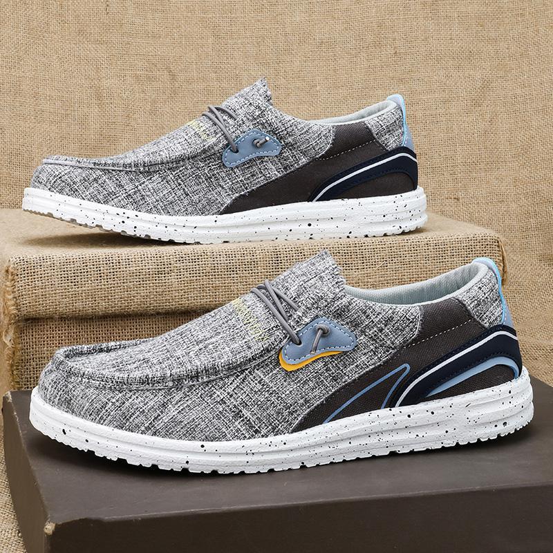

Old Beijing cloth shoes men s shoes summer breathable casual canvas shoes simple lazy wind cover feet soft baseplate shoes 44 сірий колір