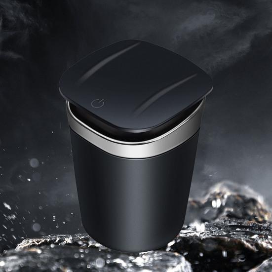 Glow in The Dark Car Ashtray Cup with LED Light Metal Liner Automatic Pop Sealing Ring for Smoke Control Portable