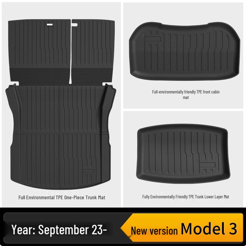 Tesla Model Y/3 TPE Front & Rear Trunk Mats and Foot Pad