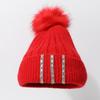 Knitted Hat Thickened Cold-Proof And Warm Wool Ball Pullover Hat Solid Color Outdoor Stacking Hat