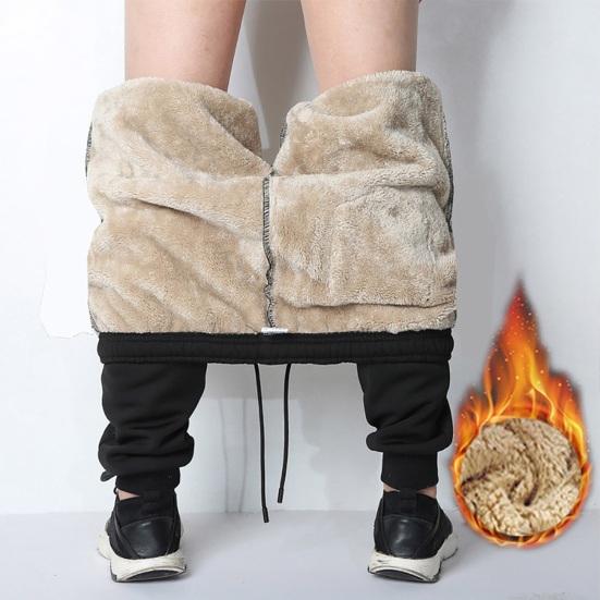 Pánské podzimní zimní kalhoty Silný plus střední elastický pas Měkké zateplené kotníkové volné volné ležérní jednobarevné kapsy sportovní jogging dlouhé kalhoty tepláky
