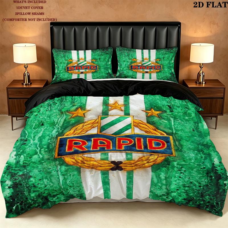 Sk Rapid Wien Pattern Bedding Uilt Set Uilt Cover Pillowcase Home Decoration Birthday Gift (1 * Duvet Cover + 2 * Pillowcase Without Core)