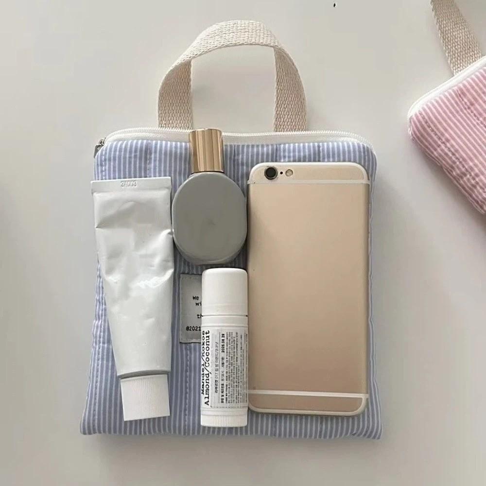 New Striped Handheld Mobile Phone Bag Small Handheld Style Sanitary Napkin Handbag Cotton Toilet Bag Women