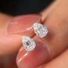 Teardrop Shape Mixed Round and Baguette Stone Halo Stud Earrings Two Tone Option Women Ear Jewelry