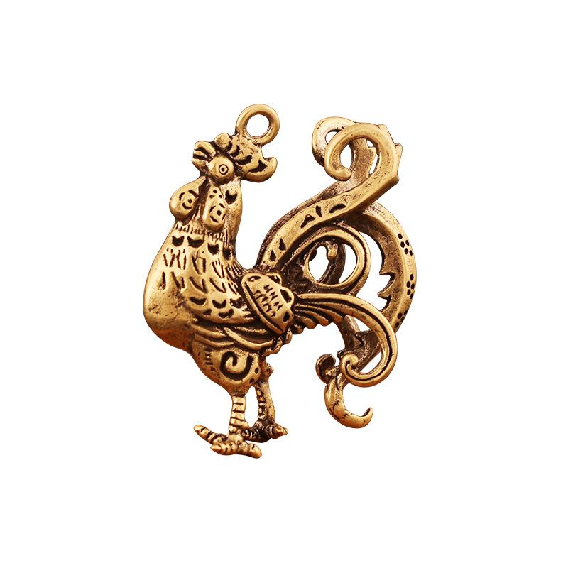 

Creative Handmade Brass Rooster Pendant/keychain One Size