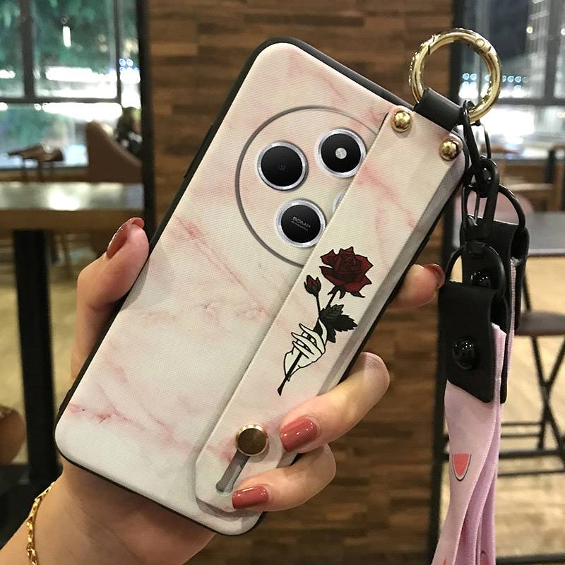 Flower Kickstand Phone Case For Redmi A4 5G Dirt-resistant Anti-knock Fashion Design Back Cover Ring Wristband Durable