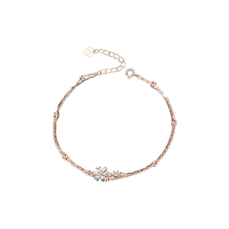 Double-layer Cherry Blossom Bracelet Women's Korean Niche Exquisite Versatile Temperament High-end Jewelry Valentine's Day Gift