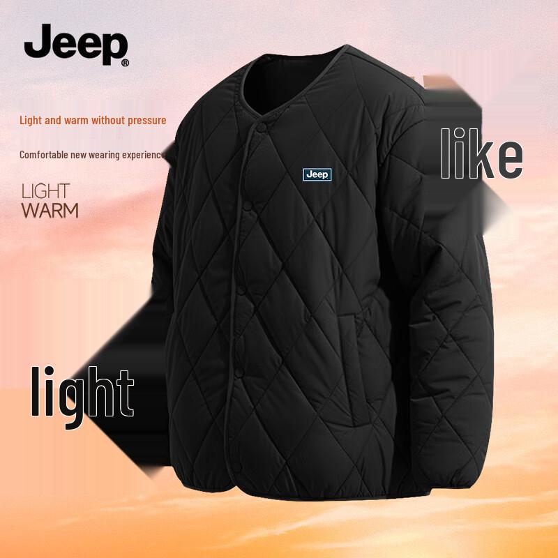 JEEP Men s Collarless Padded Fleece-lined Winter Jacket M