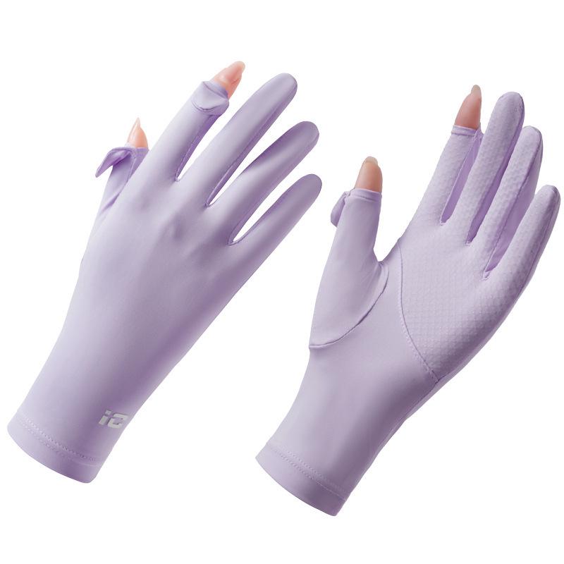 Women's Ice Silk Sun Protection Gloves - Lightweight, Breathable, Anti-Slip, UV Shield for Summer Cycling.