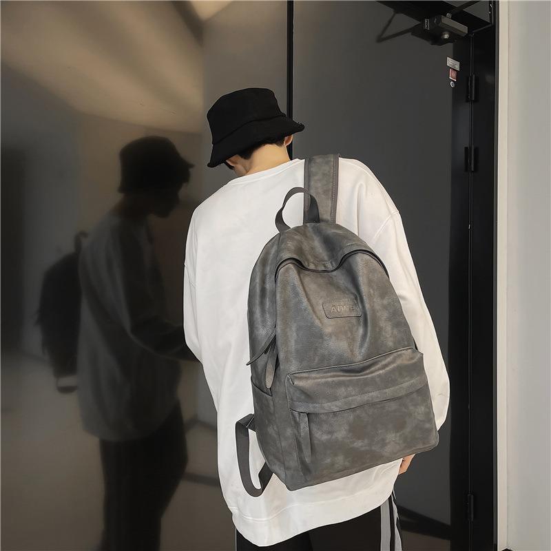 College student backpack waterproof leather casual large-capacity backpack high school student computer bag
