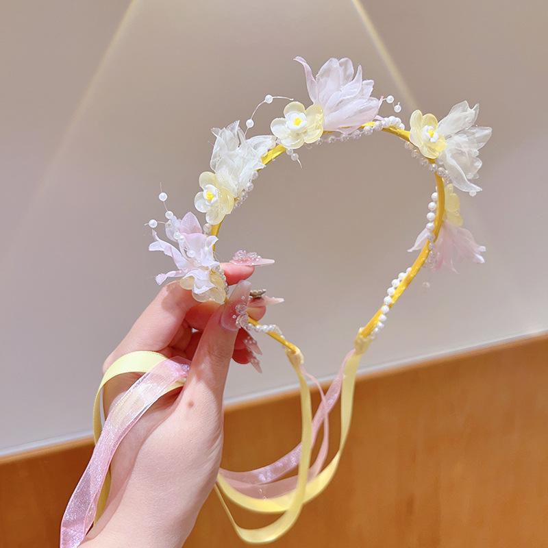 Handmade Hanfu Hair Accessories: Pearl Tassel Hairpin & Butterfly Flower Headband for Women and Girls