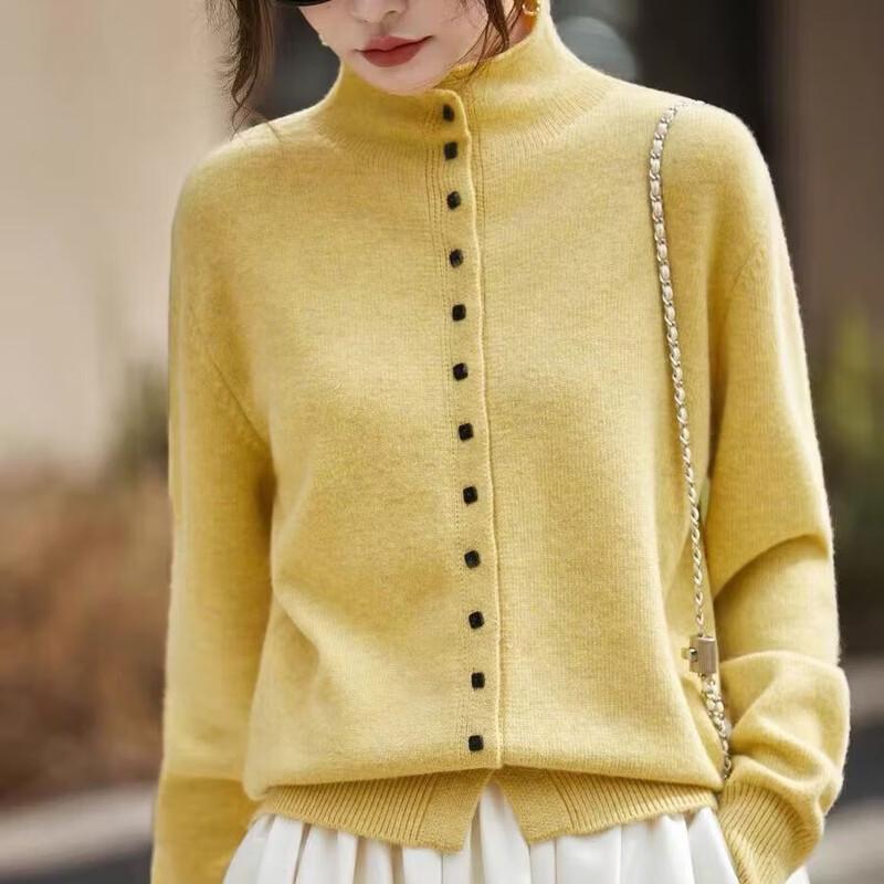 Women's Old Money Style Half-High Collar Knit Cardigan