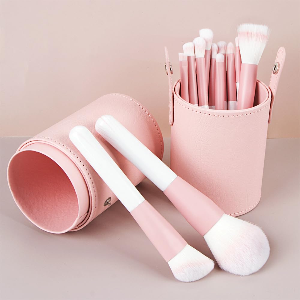 

Makeup brush 12 makeup makeup brush suitable for popular makeup portable set, pieces, soft, brushes, set, beginners, powder-holding power, tool, рожевий