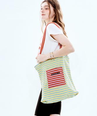 Soifucan Retro Stripe Soft Terry Cotton Pocket Eco Bag
