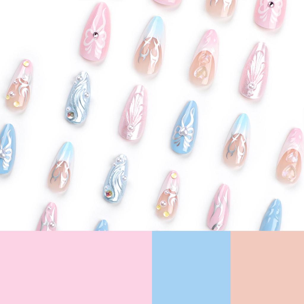 2024 Herz Schleife 3D Rosa Abnehmbar Tragbar Falsche Nagelkunstspitzen