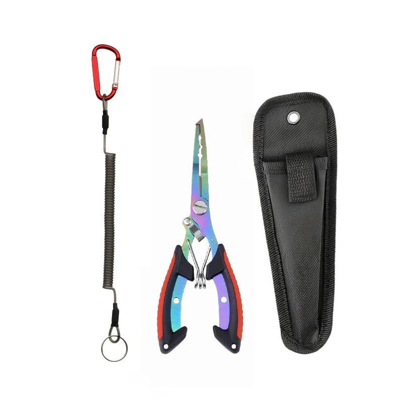 Portable Fishing Path Pliers Coated With Colored Titanium Multifunctional Fishing Pliers Gripper Stainless Steel Hook Cutter