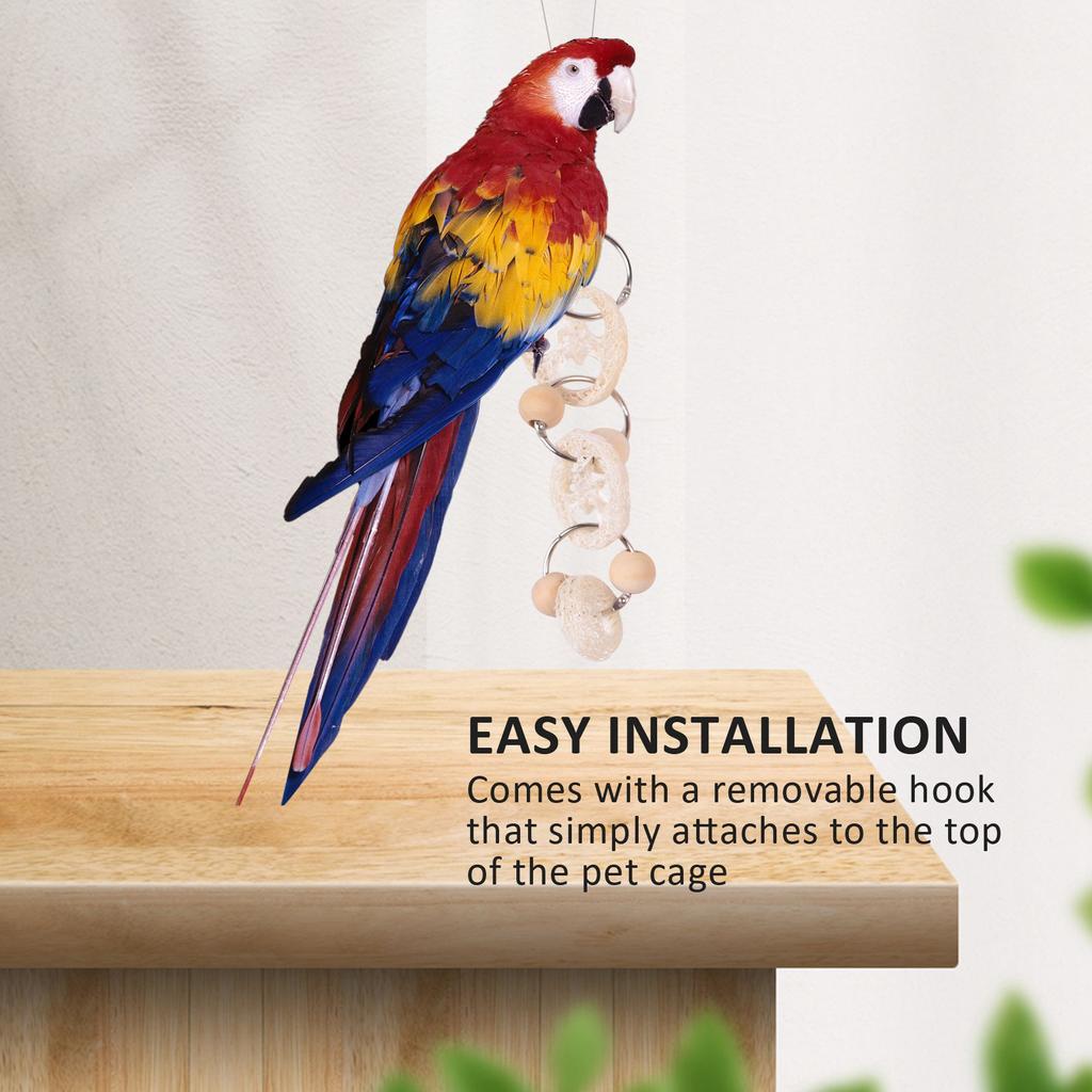 M-Modern-7 Packs Bird Parrot Swing Chewing - Natural Wood Hanging Bell Bird Cage Suitable For Small Parakeets Cockatiel