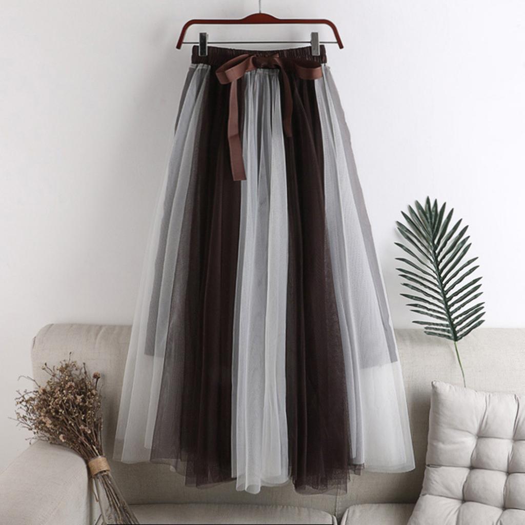 Women's Fashion Solid Color Half Skirt Party Ballet Puff Skirt Mesh Skirt