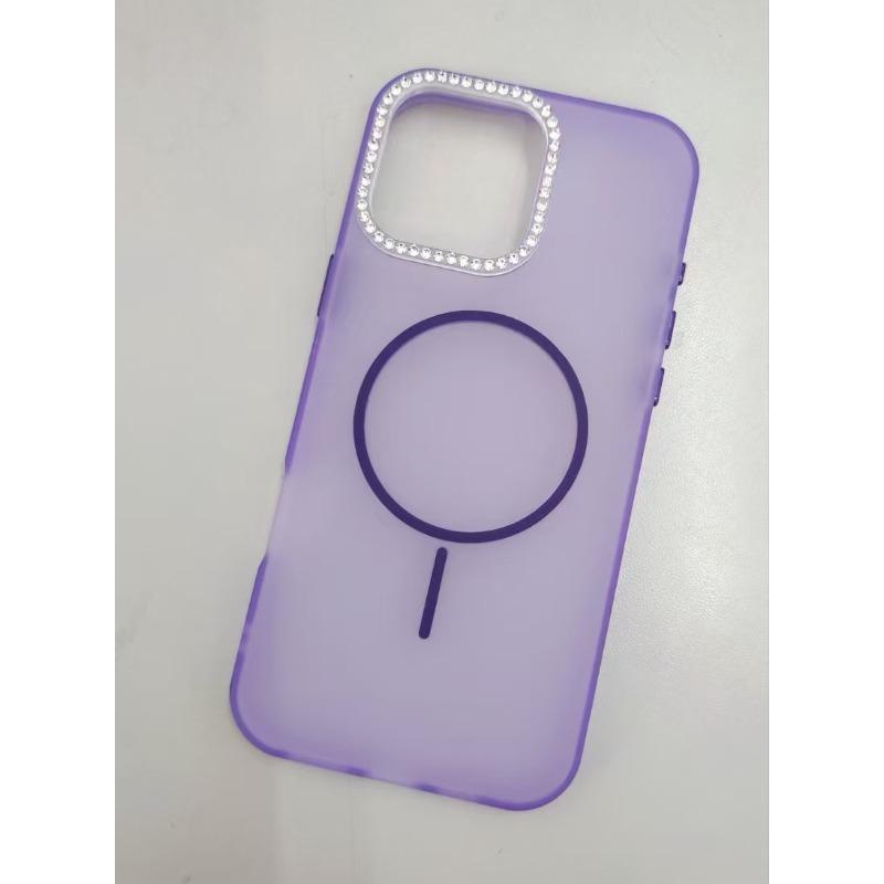 Applicable To IPhone 16pm Dot Drill Frame Mobile Phone Case Apple 15 Skin Feeling Frosted Color Fine Magnetic Suction Protective Case