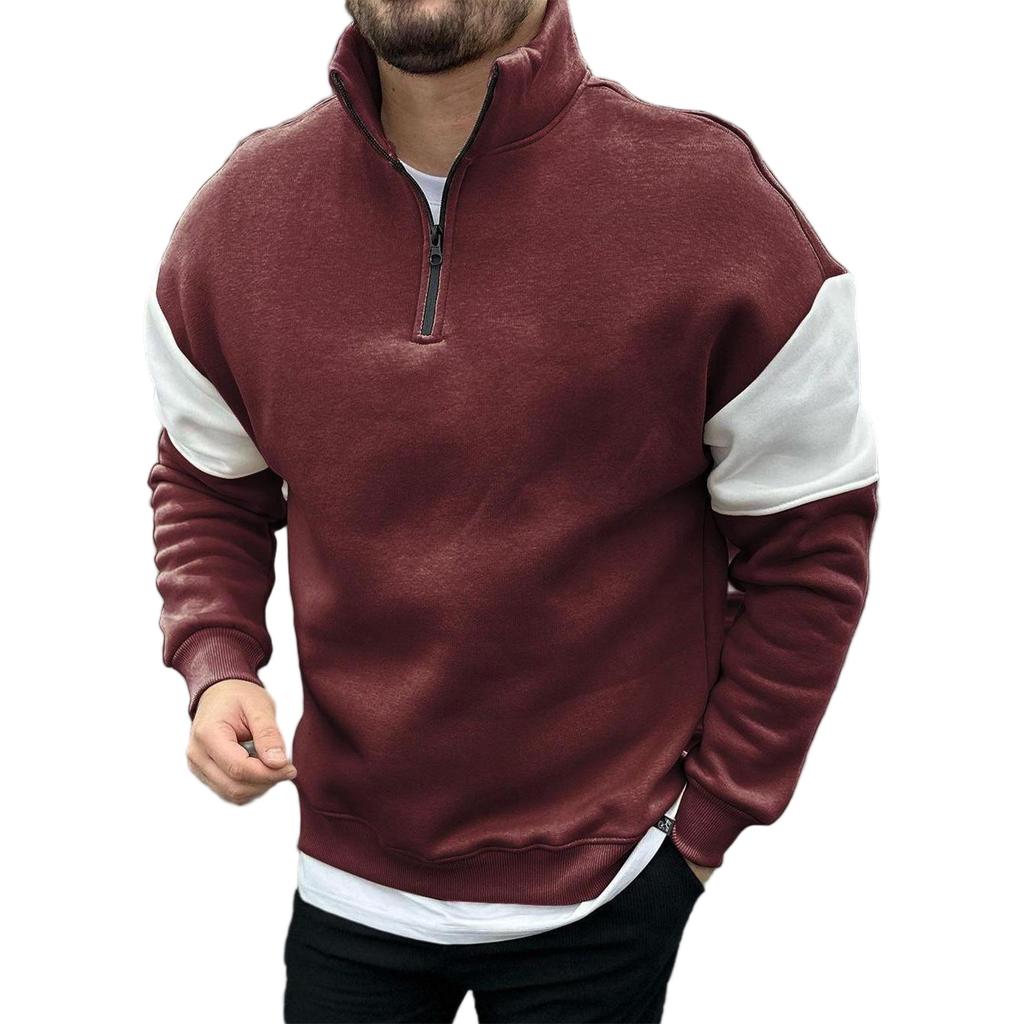 Mens Pullover Zip Lightweight Mock Neck Sweatshirt Fashion Long Sleeve Sweater Wniter Clothes