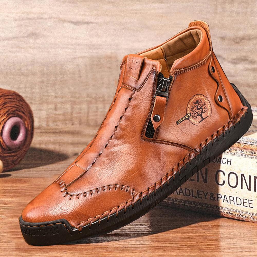 2025 autumn and winter new men's Martin boots fashion zipper handmade men's boots foreign trade large size foot boots men's