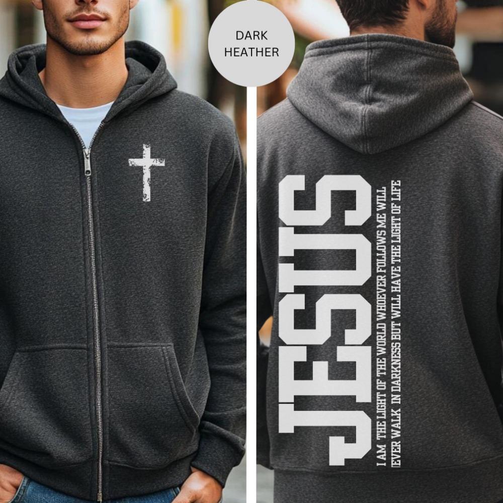 TENJINGE Trendy Men's Zipper Hoodie Casual Street Faith Letter Printed Zipper Hoodie Fleece Jacket Trendy Style XXXL