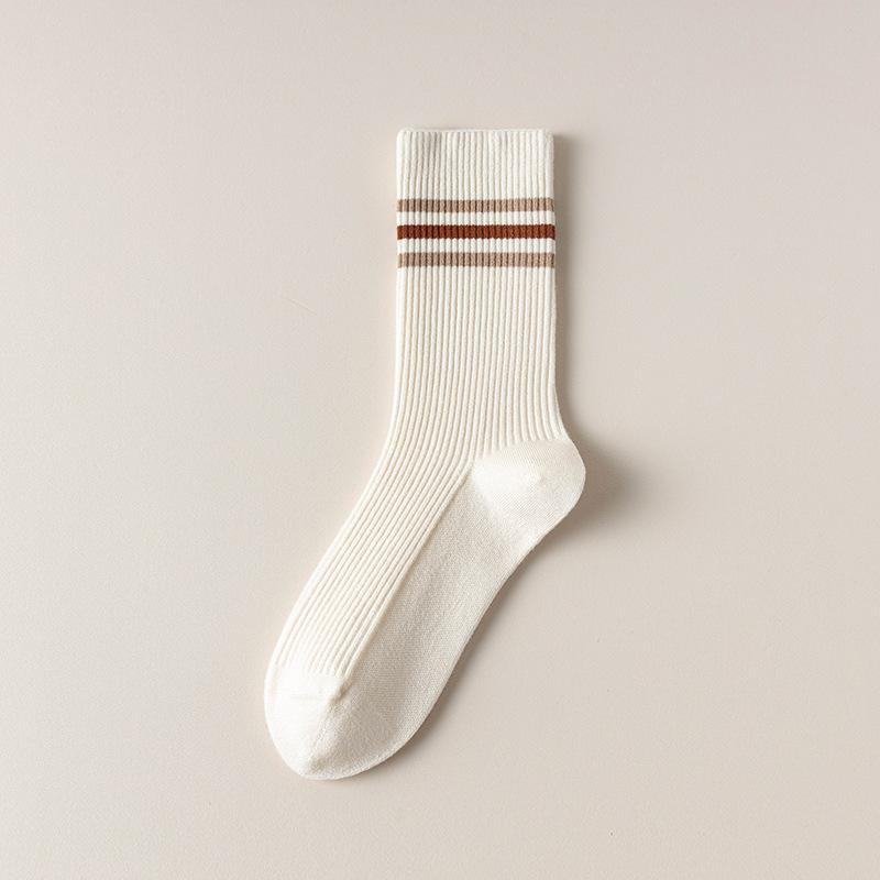 5 Pairs of Female Autumn and Winter Sweat Absorbing Deodorizing Fashion Color Collision Boneless Soft Tube Socks
