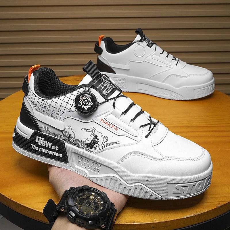 Модная мужская обувь Кожаные кроссовки Повседневная Летняя обувь для скейтбординга — фото 3