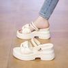 Thick-soled slope heel two wearing sandals women's summer new wear high-heeled slippers heightened soft-soled beach cool slippers