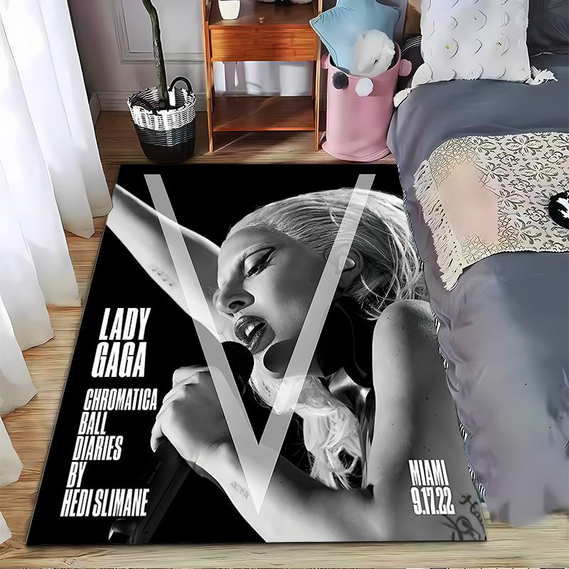 Lady Gaga V Magazine Chromatica Ball Diaries Cover Black White Miami Art novelty floor mat rug for office studio entryway decor