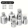 6pcs Ratchet Wrench Socket Converter Sleeve Head Adapter 1/2 "Big Fly To 3/8" To 1/4 "Stainless Steel To 1/4" To 1/2 "To 3/8"