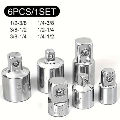 6 Stück Ratschenschlüssel Stecknuss Adapter Hülse Kopfadapter 1/2 "Groß auf 3/8" auf 1/4 "Edelstahl auf 1/4" auf 1/2 "auf 3/8