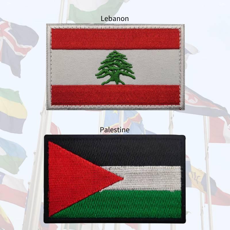 Palestine Lebanon Embroidered Flag Patch Badge For Clothes Hat Decor Backpacks