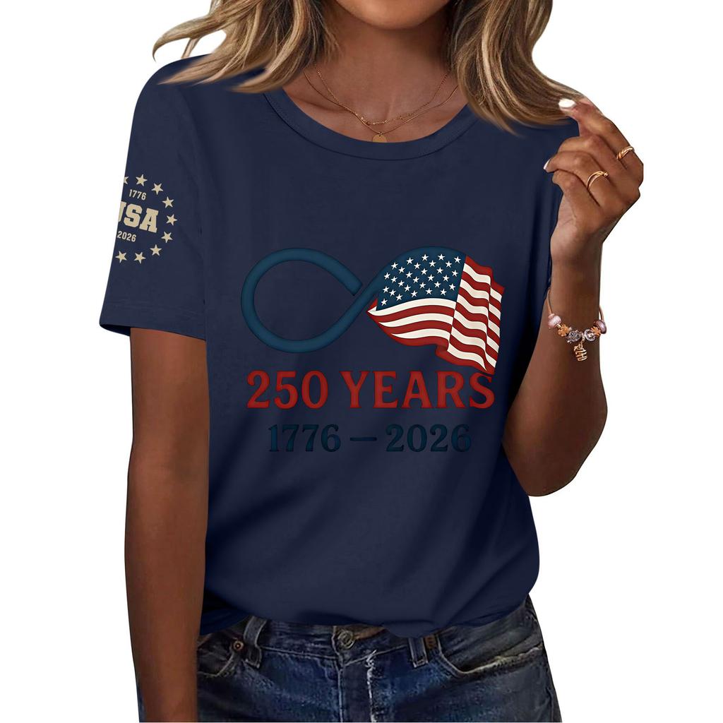 Women's Fashion Casual Printed Short Sleeve Round Neck Pullover Tops