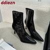 Moda Moda Szpiczasty Nosek Damskie Kostkę Nowoczesne Buty Damskie Cienkie Obcasy Buty Seksowne Panie Krótkie Buty Zamki Buty Szpilki