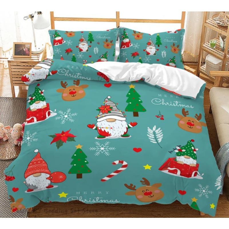 

Santa Claus Bed Three-Piece Set, Digital Print Quilt Cover Sheet Set 100*135