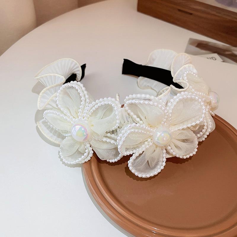 Diamond Pearl Gauze Sponge Headband: Fresh Japanese-Korean Fairy Style Accessories