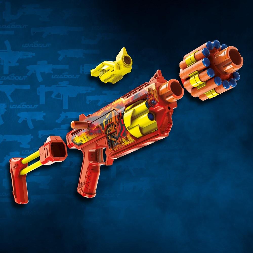 Hasbro Nerf Loadout Flare Fusion Blaster 3 Attachments 18 N-Strike N1 Darts Kids Toy Gift Ages 8+