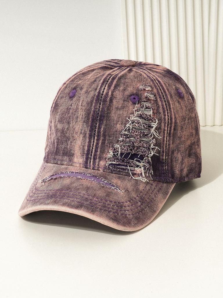 New Men's and Women's Couples Personalized Ripped Baseball Cap Washed Denim Curved Brim Duck Tongue Sun Hat Outdoor Travel