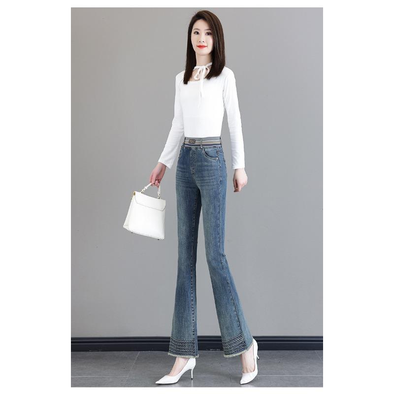 Pantalones acampanados de talle alto y adelgazantes con forma de herradura para mujer en tallas grandes