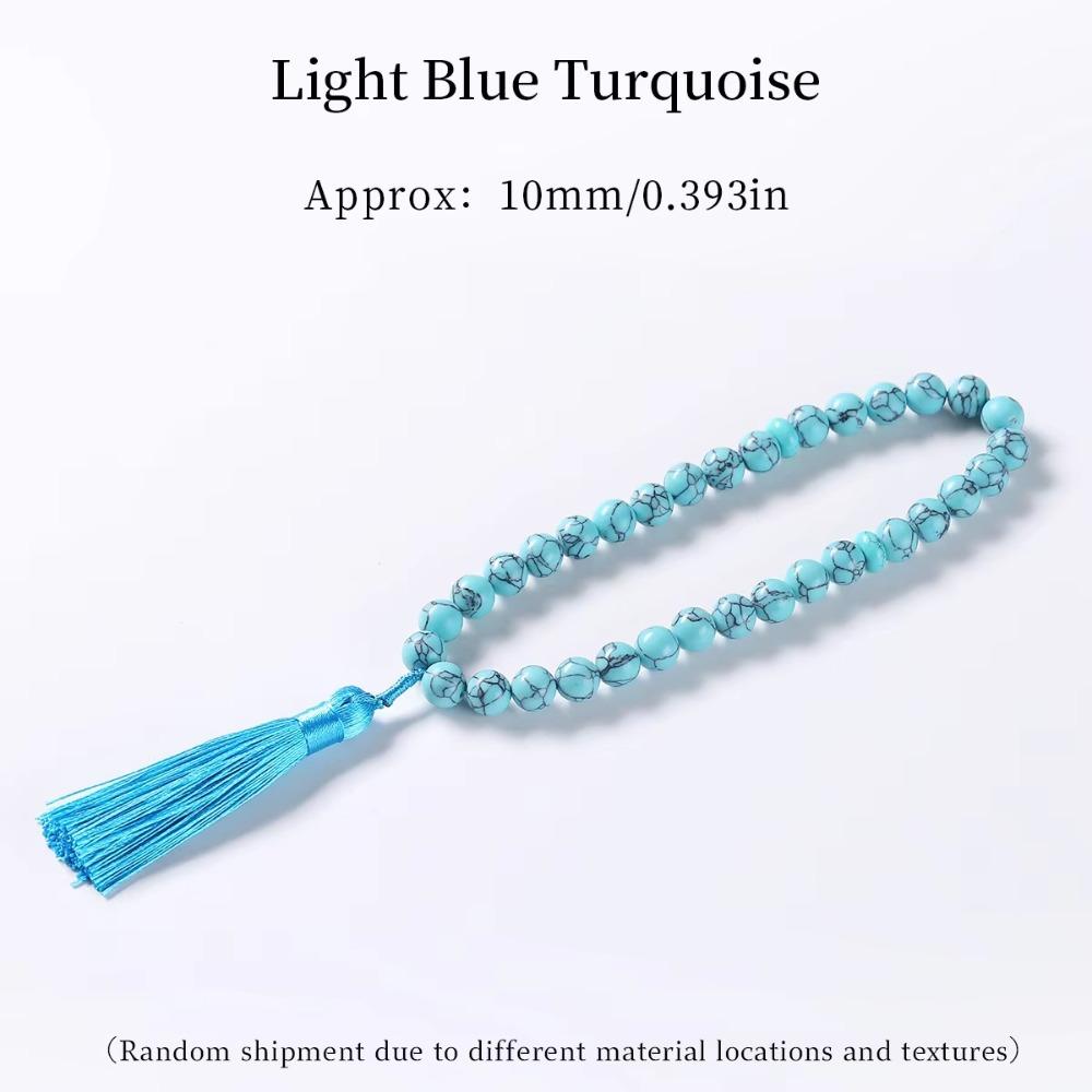 

Party Gifts 33 Prayer Beads Ramadan Turquoise Arab String Beads 10mm with Tassel Rosary Beads Bracelet Party Decor