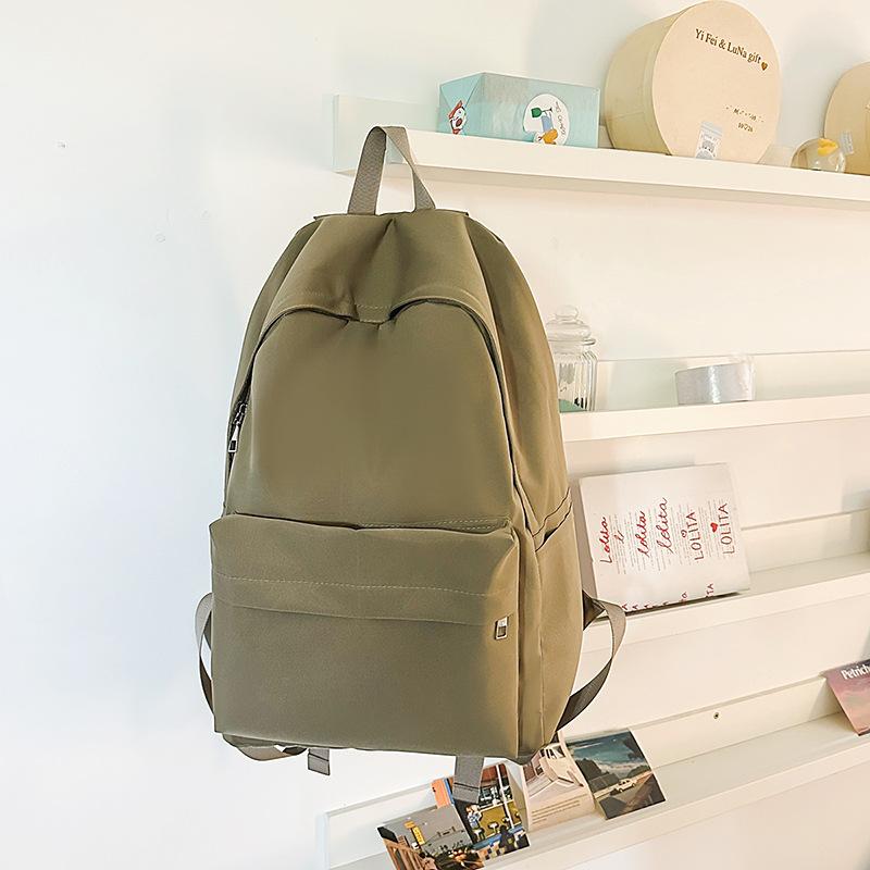 Schoolbag Large Capacity Solid Color Backpack Women's Casual ins Fashion Versatile Junior High School Student School Bag Korean Version Simple Travel 