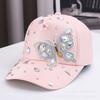Fashion Colorful Butterfly Rhinestone Baseball Cap Women's Spring and Autumn Five-piece Mercerized Cotton Cap Versatile Sun Hat