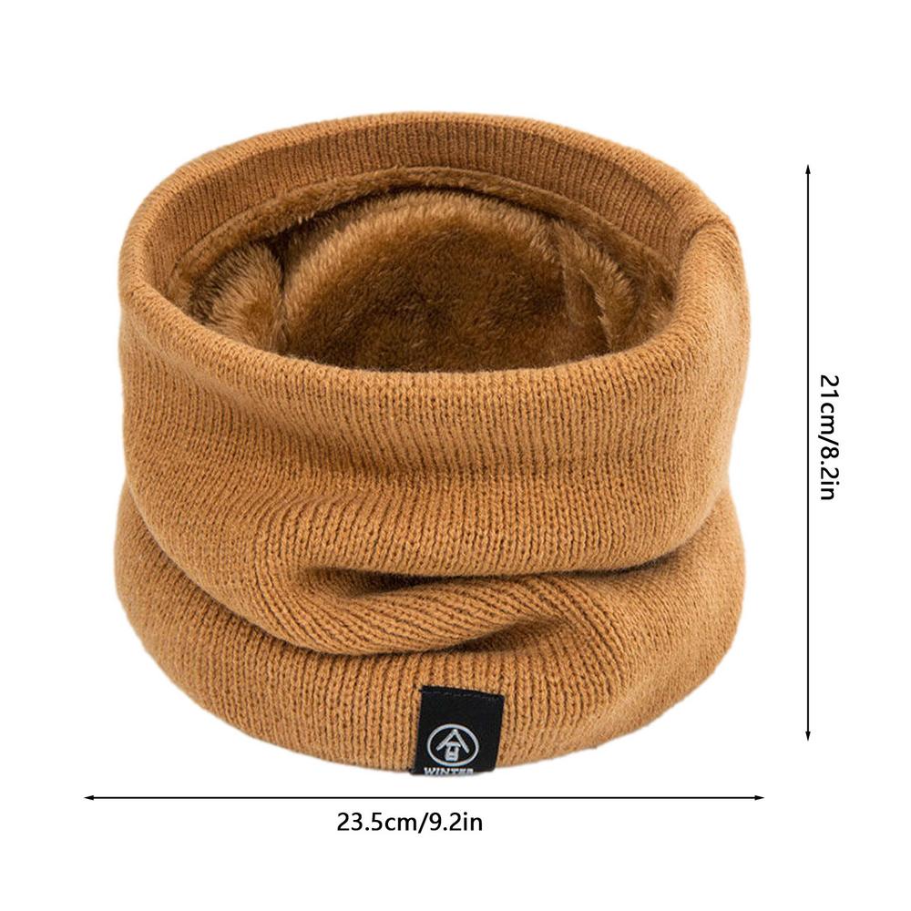 Fleece Neck Warmer Men Winter Hat Scarf Tube Shape Warm Knit Winter Hat For Thicken Cycling Face Cover Cervical Spine Protection