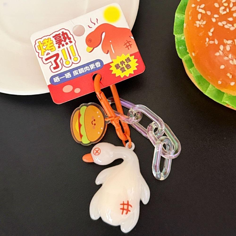 Funny Detect UV Color Change Duck Pendant Creative Roast Chicken Keychain  Backpack Decor