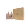Coach Cargo 26 Embroidered Logo Zipper Closure Large Capacity Canvas Satin Leather Tote Shopping Bag Women Tote Natural CP164-LHVRA