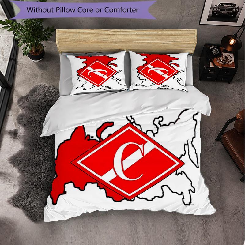 Spartak Moscow 3 Piece Bedding Set Soft Duvet Cover Set with Pillowcases Printed Bedroom Decor Set for Home