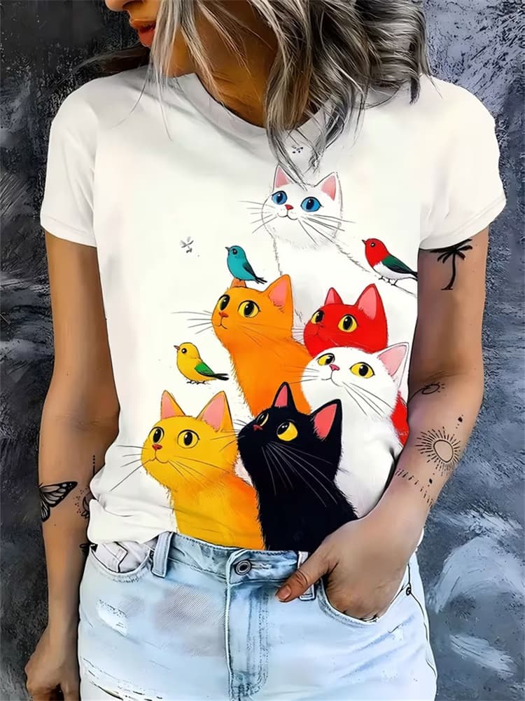 3D Gedrucktes T-Shirt Für Damen Oversized T-Shirts Tops Sommer Neue Harajuku T-Shirts Y2k Tops Lockere Kurzarm Pullover Kleidung