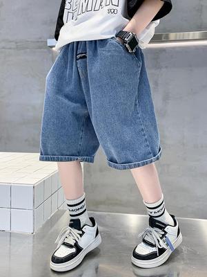 Shorts d'été en jean pour garçons: Pantalon mi-long tendance 2026 à cinq pointes pour enfants