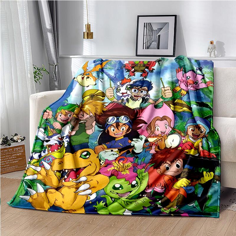 Di-gimon Cartoon Anime Throws Blanket Kids Super Soft Cute Blankt for Travel Couch Picnic Sofa Bed Flannel Blanket Birthday Gift